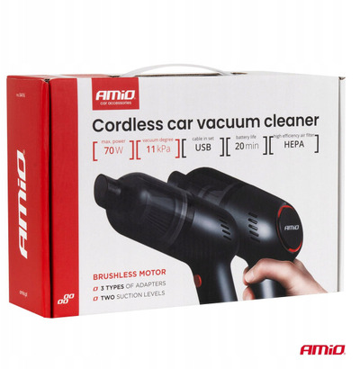 Fshesë me korent për makinë AMIO VC-08, pa kabllo, 70W, 11kPa, HEPA, USB-C, gri