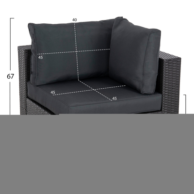 Set dhome dite Gren Polymorphic HM6091, 7 pjesë, ratan sintetik, antracit