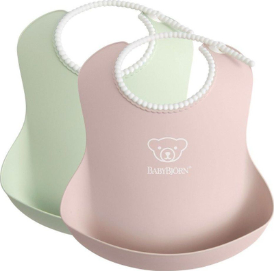 Престилка за деца BabyBjorn, 2 парчиња, зелена / розова