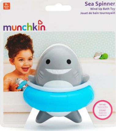 Лодка за бања Munchkin Sea Spinner, механички ротирачка, за бебиња 9+ месеци, сива и сина