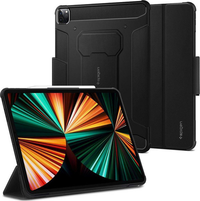 Këllëf tablet Spigen Rugged Armor Pro, për iPad Pro 12.9 2021, folio, i zi