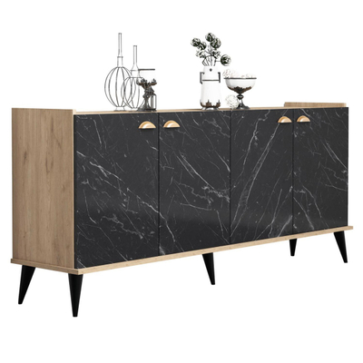 Komodë melamine pamje mermeri 180×41×77,8 cm (HM9045.01), zezë
