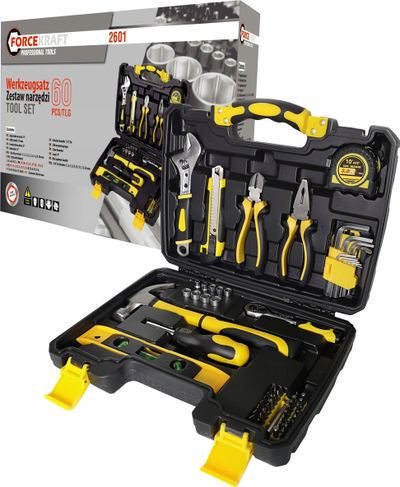 Сет алат Tool Set Complete, 60 парчиња, пластична кутија, повеќебоен