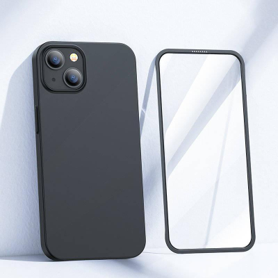 Mbulesë telefoni Joyroom 360 Full Case për iPhone 13, set 2 në 1, TPU edhe silikon, e zezë