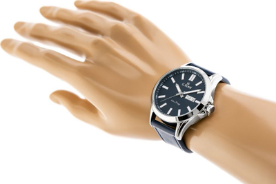 Orë burrash G.Rossi 8071A3-6F1, quartz, rrip lëkure blu