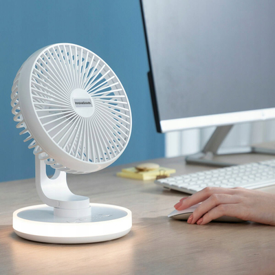 Настолен вентилатор InnovaGoods FanLed, 4000 mAh, LED, бел