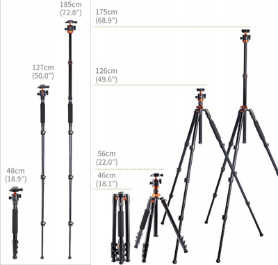 K&F Concept Монопод SB6234, Алуминиум/Магнезиум, 175/185 cm