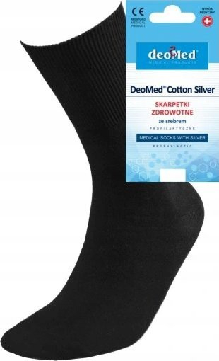 Çorape DeoMed Cotton Silver, pa ngjeshje, antibakteriale, 35-38, të zeza