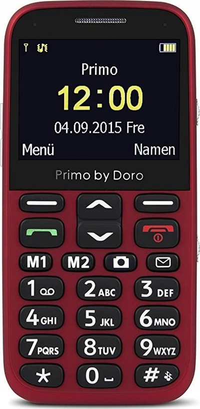 Telefoni Doro Primo 366, 2.3", me butona të mëdhenj, i kuq