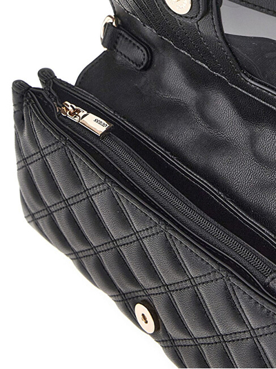 Çantë crossbody Guess Quilted Xbody Flap Organizer, për femra, e zezë
