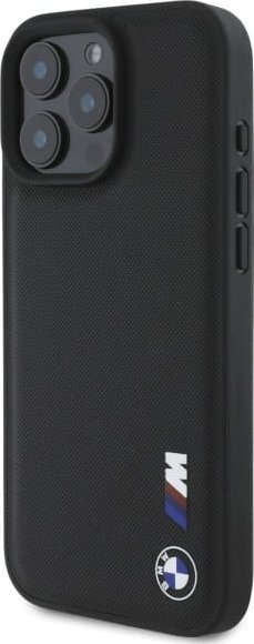 Mbrojtëse telefoni BMW Smooth Rubber Logo, për iPhone 16 Pro Max 6.9", silikon, e zezë
