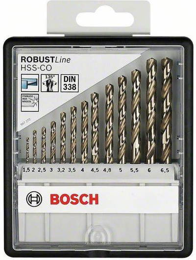 Сет вежби Bosch Robust Line HSS Co, 13 парчиња, 1.5 6.5 mm