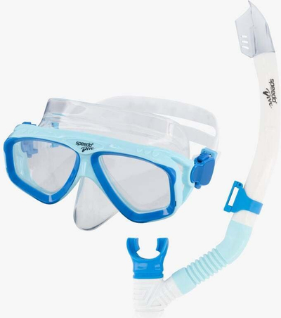 Set për snorkeling Speedo Adventure, maskë dhe snorkel, për të rritur, blu/transparent