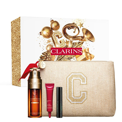 Set Clarins Double Serum Light kCL1095 Serum fytyre 50 ml + Krem për sy 7 ml + Maskarë qerpikësh 3 ml + Çantë kozmetike