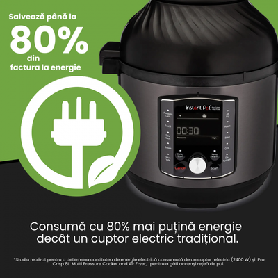 Multicooker Instant Pot ProCrisp, 8L, presion dhe ajër i nxehtë, i zi