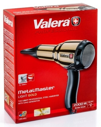 Tharëse për flokë Valera 2000W Swiss Metal-Master Light Gold 584.01/I, e artë/zezë