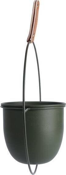 Vazo varëse dekorative Hanging Pot, me rrip lëkure, për mur ose tavan, e bardhë