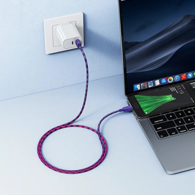 Kabllo USB Hoco X116, USB A në Micro USB, 1m, 2.4A, gradient vjollcë