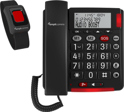 Telefoni fiks Amplicomms BigTel 50 Alarm Plus, analog, audio i amplifikuar +40 dB, i zi