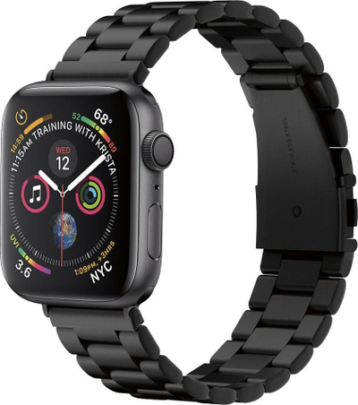 Ремен за на рака за Епл Воч Спиген Модерн Фит Бенд, 42–44 mm, нерѓосувачки челик, црн