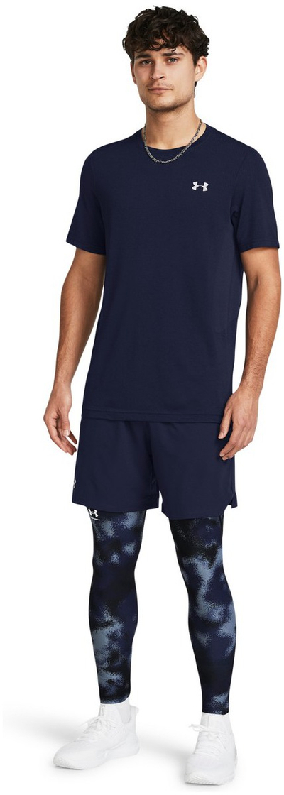 Компресивни машки легинси Under Armour HeatGear Armour Print, спортски перформанси, со принт, темно сини