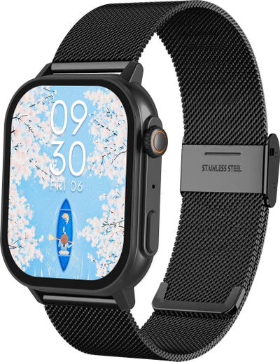 Ora inteligjente Gravity GT15-3, ekran 2.04", Bluetooth, e zezë me rrip silikoni të kuq