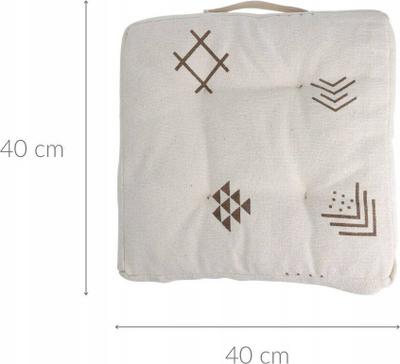 Jastëk karrige Home Styling Collection, pambuk, model etnik, i bardhë, 40 x 40 x 6 cm