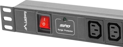 Shirit energjie rack Lanberg PDU-08I-0200-C20-BK, 19" 1U, 8x IEC C13, 2m, i zi