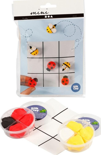 Set modelimi Creative Company Mini Silk Clay, Tic Tac Toe, 4 ngjyra, shumëngjyrësh