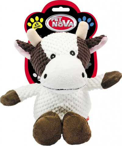 Lodër pellushi për qen Aqua Nova Petnova Plush Squeaky Cow, 32cm, shumëngjyrëshe