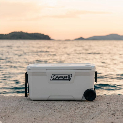 Frigorifer turistik Coleman 100QT Marine, 94L, me rrota, i bardhë