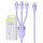 Kabel USB 3w1 Baseus Flash Series 2, USB-C + micro USB + Lightning, 100W, 1.5m (fiolet)