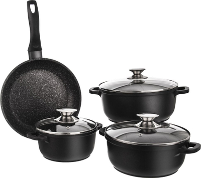 Set tenxheresh ORION GRANDE, 7 pjesë, sipërfaqe jo-ngjitëse, i zi