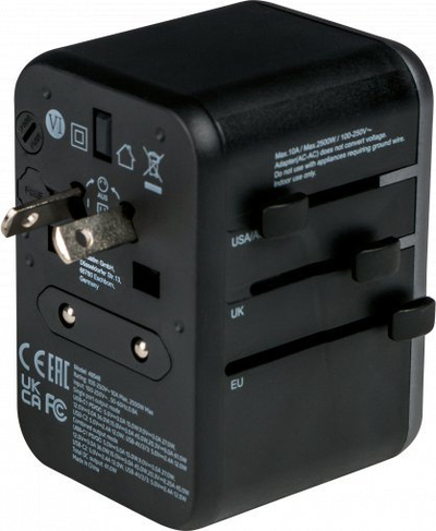 Adapter udhëtimi Verbatim, 100-250V, prizë CEE7 me dalje universale, i zi