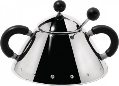 Сад за шеќер Alessi Sugar Bowl with Spoon, со лажичка, црн