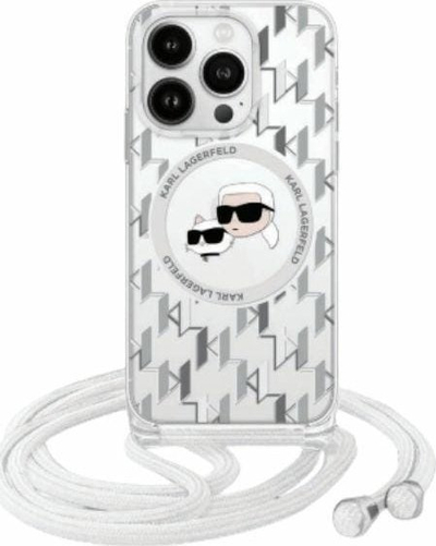 Mbulesë telefoni Karl Lagerfeld KLHMP16XHCKCKLCT, për iPhone 16 Pro Max 6.9", transparente, me kordelë