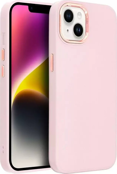 Mbulesë telefoni Futera Frame për iPhone 15 Pro Max, TPU, me mbrojtje kamere, rozë e çelët