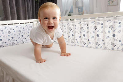 Mbrojtëse anësore krevati Babymatex BUMP AIR, 180cm, rrjetë 3D AERO MESH, gri
