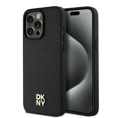 Kapak telefoni DKNY PU Leather Repeat Pattern, MagSafe, për iPhone 15 Pro Max, i zi