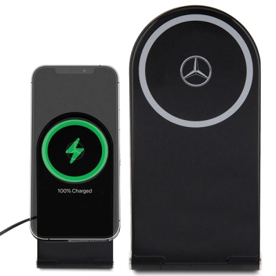 Karikues wireless Mercedes Silver Stars, MagSafe 2 në 1, 15W, i zi