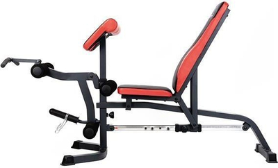 Stol multifunksional fitness HMS LS3050, me pult për biceps, modul për këmbë, i kuq e zi