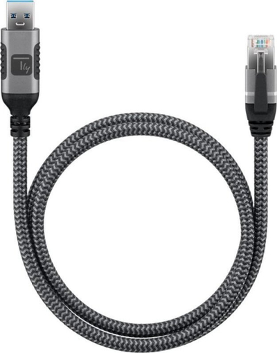 Adapter rrjeti Techly USB A në RJ45 Gigabit, 1m, ngjyrë e zezë me argjend