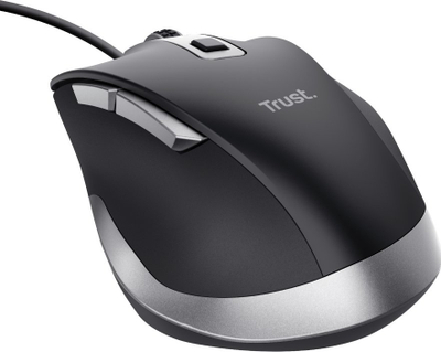 Maus Trust Fyda, ergonomik, me kabllo, i zi ECO