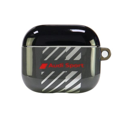 Kuti mbrojtëse Audi IML Sport për AirPods 3, me varëse, ngjyrë e zezë