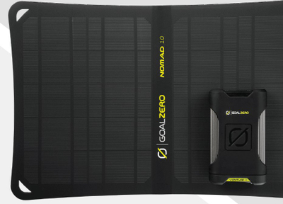 Set karikues dielli Goal Zero Venture 35 me panel Nomad 10, 9600mAh, IP67, i zi