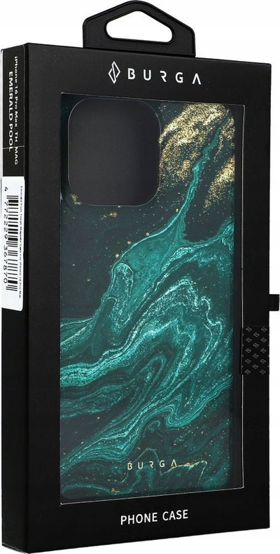 Mbulesë telefoni Burga Emerald Pool Tough MagSafe për iPhone 16 Pro Max, silikoni dhe plastike, e zezë bezhë