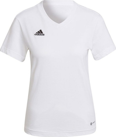 Bluzë sportive adidas Entrada 22 Tee W HC0441, pambuk, me dekolte V, e bardhë