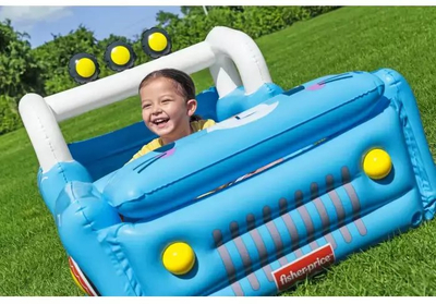 Makine lodër fryrëse Bestway Fisher Price 93577, me topa, 1.17m x 76cm x 61cm, blu