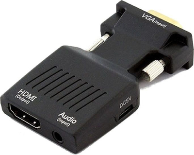 Adapter konvertues Gonga HD38, VGA në HDMI, audio 3.5mm, i zi