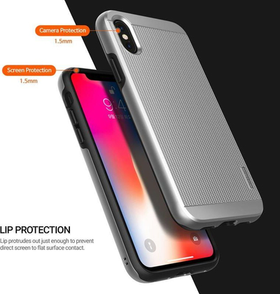 Maskë mbrojtëse Obliq Slim Meta për iPhone X, satin silver